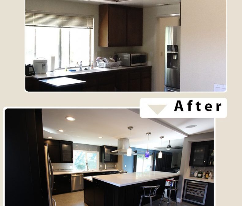 Anaheim Hills Transitional Black and Stainless Steel L-Shaped Kitchen Remodel