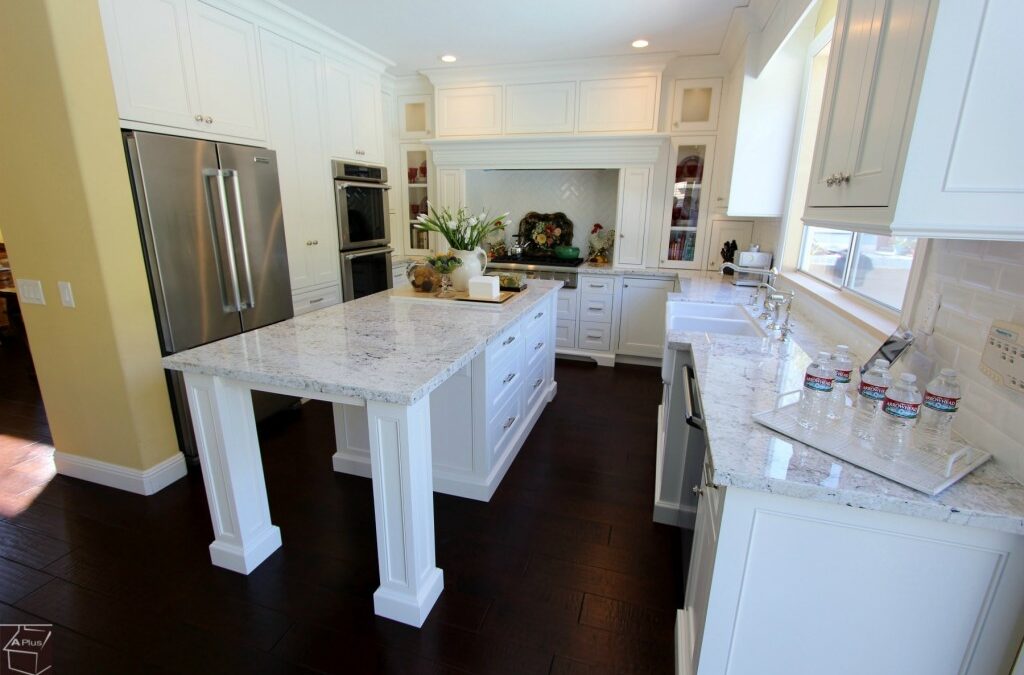 Aliso Viejo White Transitional U-Shaped Kitchen Remodel with Custom White Cabinets