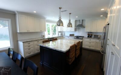 Contemporary U-Shaped Kitchen Remodel with White Custom Cabinets in Irvine