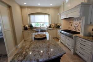 Huntington Beach – Traditional 2-section white & brown kitchen remodel with custom cabinets