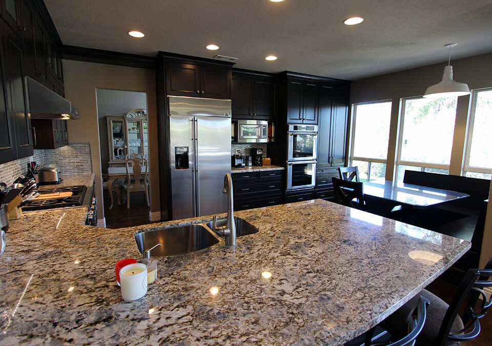 Laguna Niguel Black U-Shaped Transitional Kitchen Remodel with Custom Cabinets